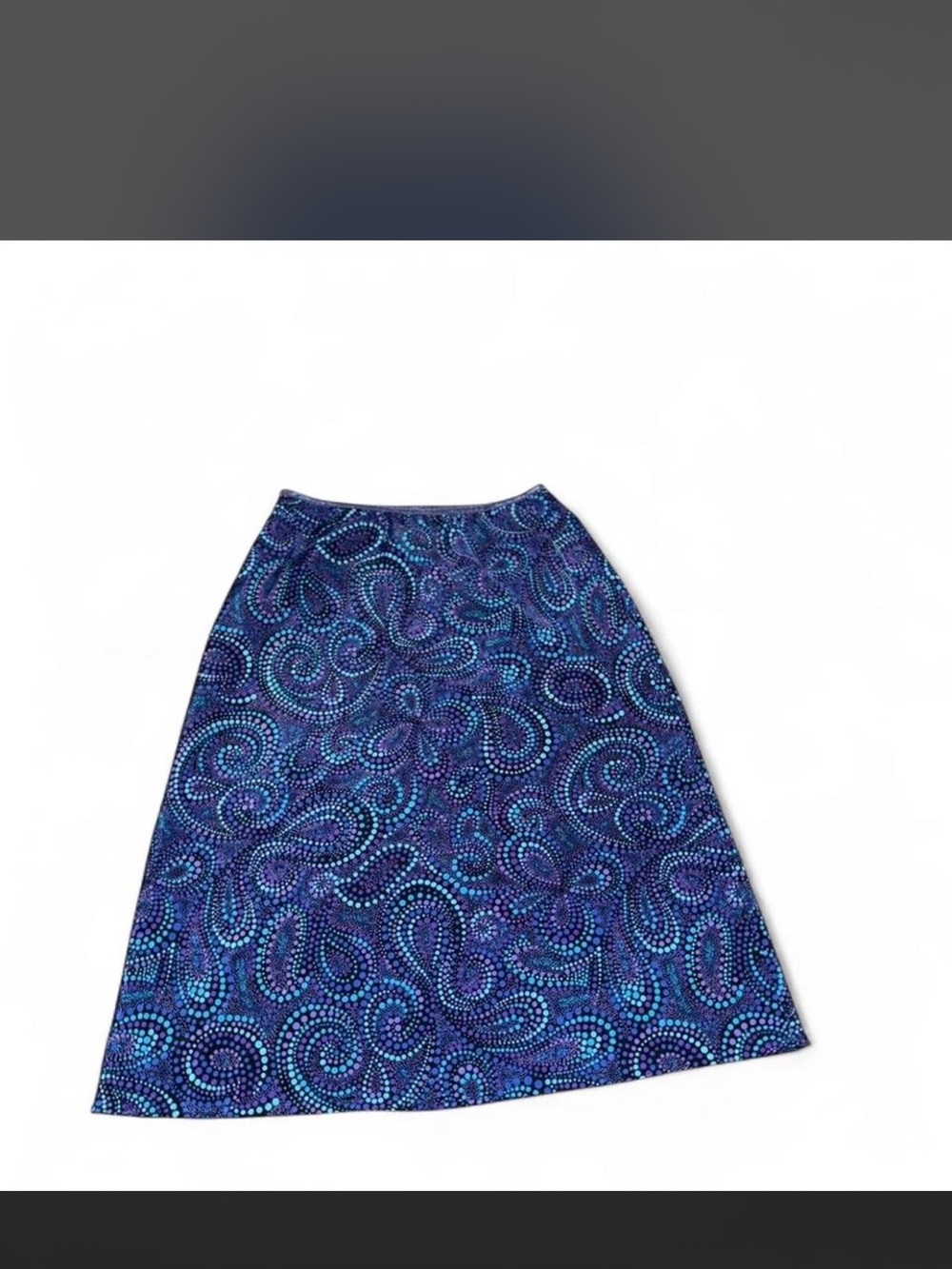 Vintage Y2K 90s Paisley-Inspired Midi Skirt | Vintage Blue | Medium